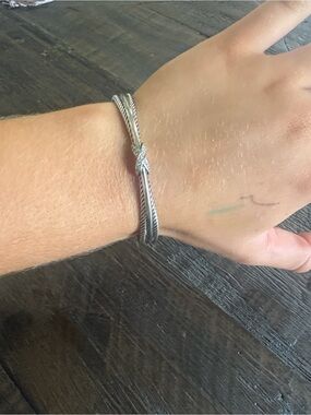 David Yurman Sterling Silver Twisted Knot Cuff Bracelet - Silver sz small